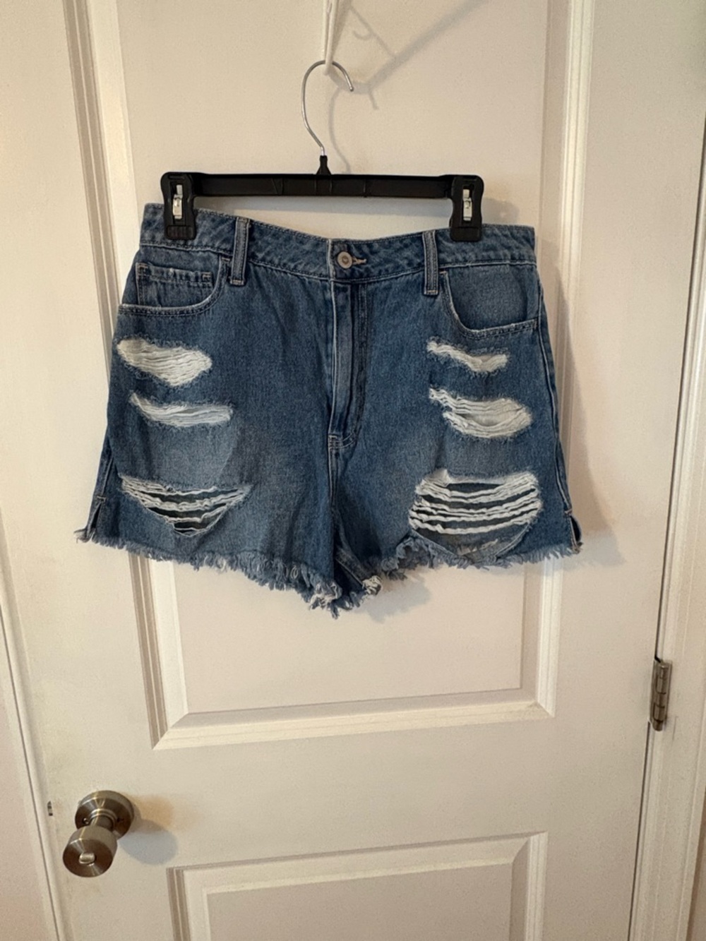 Hollister Ripped Dark Blue Denim Shorts